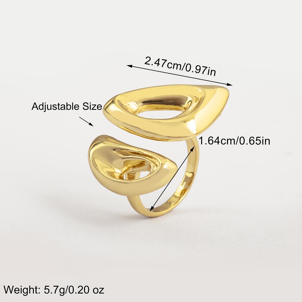 Nidin Fashion Irregular Geometric Smooth Open Rings Adjustable For Women Pig Nose Design Copper Finger Jewelry Accessories Gift