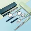 Stainless Steel Portable Cutlery Set Outdoor Camping Fork Spoon And Chopsticks Three-Piece Set