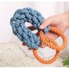 Dual-Handle Braided Rope Knot Pet Toy for All Dog Breeds - Durable Teeth Cleaning Chew Toy in Blue and Orange, Polyester Blend