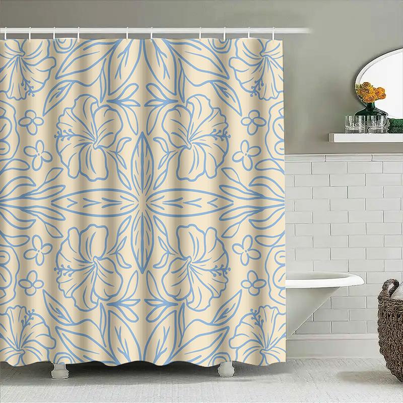 Beautiful Blue Beige Floral Shower Curtain Decorate Your Bathrooms With Style!