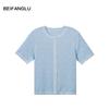 Tulip Jacquard Knit Short Sleeve Women's Cardigan in Lyocell Triacetate
