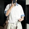 INCERUN Camicie Casual Estive da Uomo con Collo a Rever, Manica Corta, Cuciture, Bottoni, Top