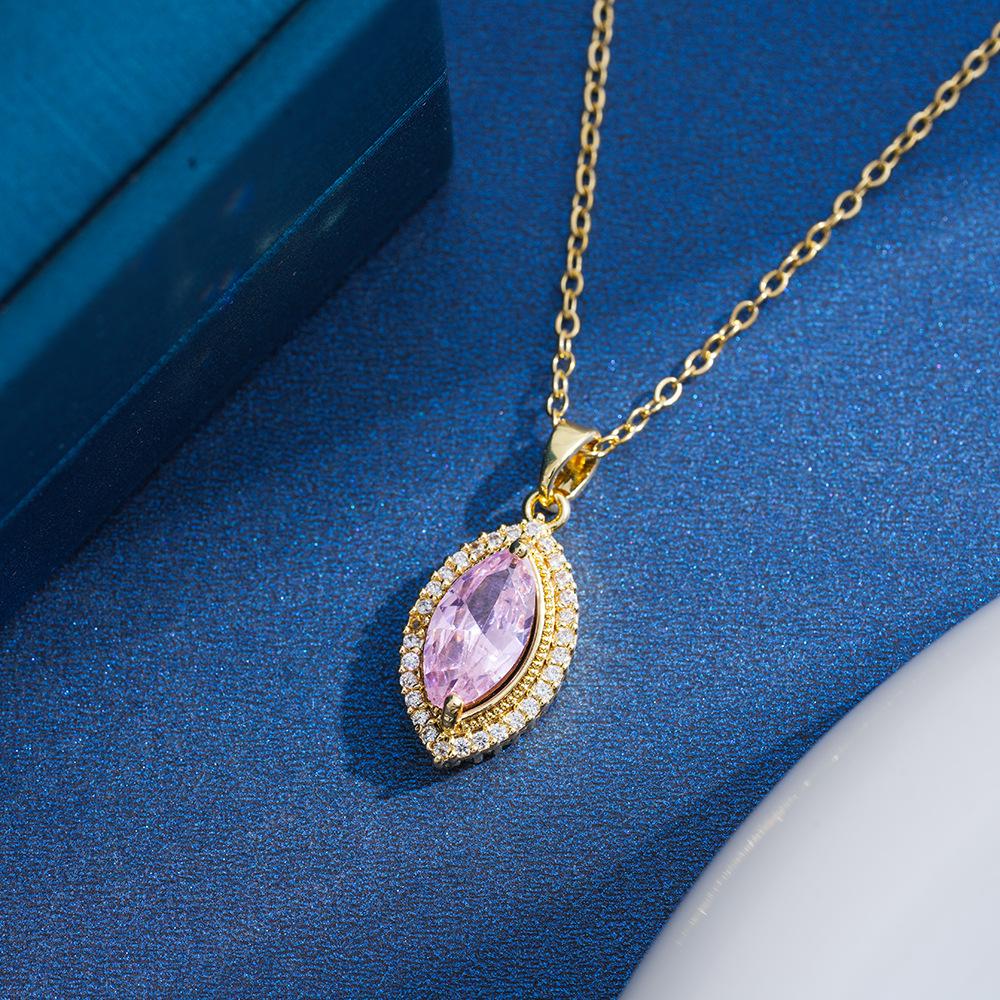 Trendy Water Drop Egg Shape Zirconia Charm Pendant Necklace