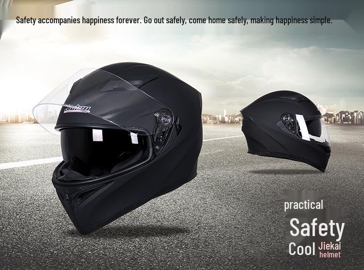 Jiekai Full Face Flip-Up Motorcycle Helmet for Men & Women with Horn Design - All Season Racing Safety Helmet.