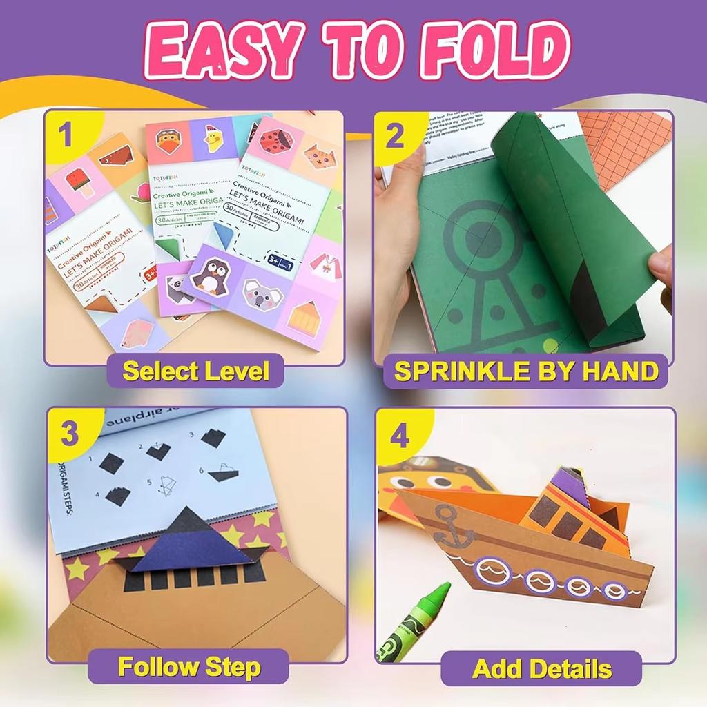 Origami Kit 30/108 Sheets Paper Folding Craft Guiding Book DIY Handmade Toys Art Craft Projects Supplies for Beginners Gifts