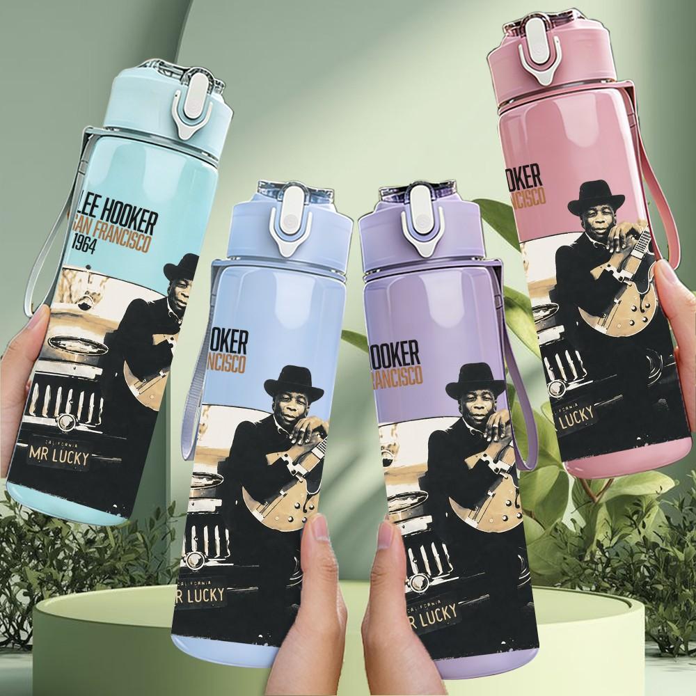 1PC Retro Male Musician 750ml Sports Water Bottle Leakproof Straw Lid Outdoor Office Home