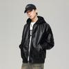 Dragon Scale Leather Jacket Men's New Fashion Brand Autumn New Korean Fashion Casual Fake Two-piece Combination of Hooded Jacket