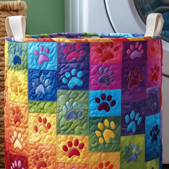 Quilted Laundry Basket Fabric Floral Storage Basket with Handles Boho Clothes Basket for Laundry Nursery Bedroom Garments Kids Toys