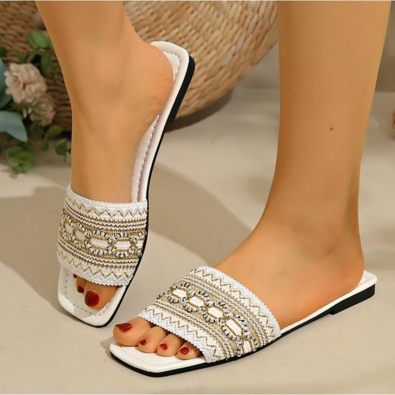 New Designer Casual Flat Shoes Women Elegant Slip on Walking Slippers Lightweight Comfortable Shoes Slides Sandals