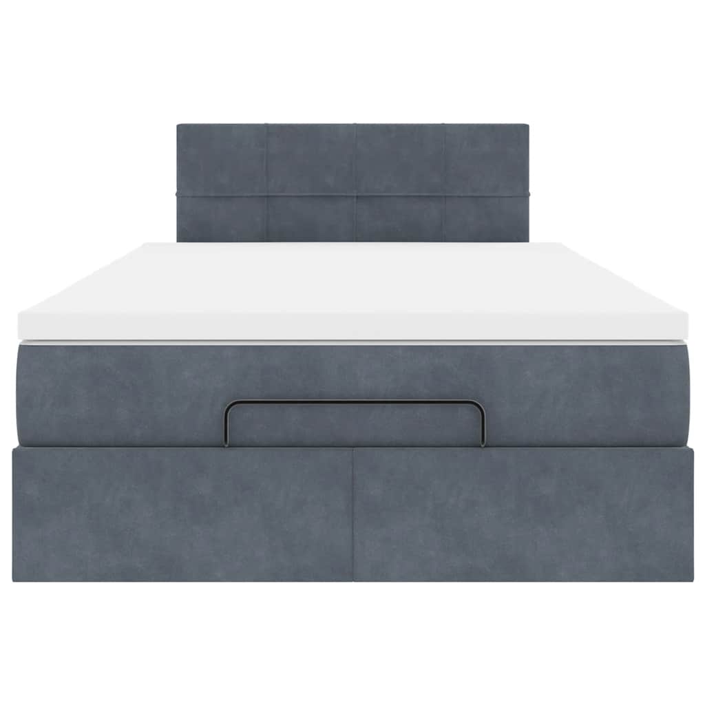 Ottoman Bed with Mattress & LEDs Dark Grey 120x190 Cm Velvet