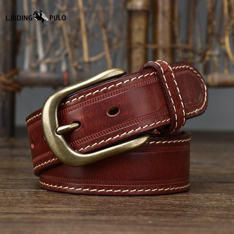Handmade Vintage Distressed Frosted Leather Pin Buckle Men's Cowhide Belt Men's Casual Belt