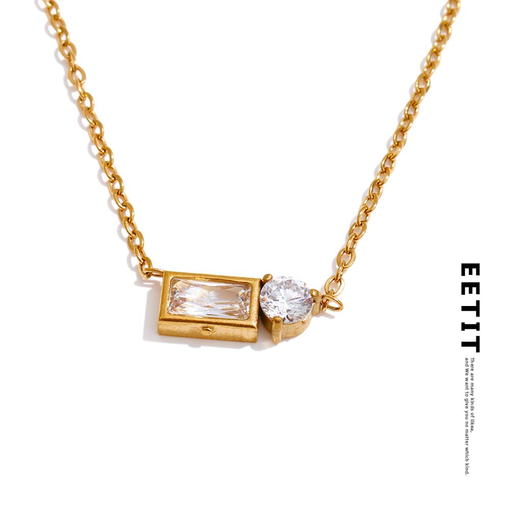 Eetit Bling Cubic Zirconia Rektangel Anheng Halskjede for Kvinner Mote Koreansk Chic Smykker Gave