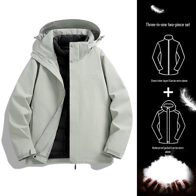 Op maat Gemaakte Winddichte en Waterdichte Heren 3-in-1 Outdoor Jas met Logo Bedrukking voor Bedrijfs- en Teamkleding