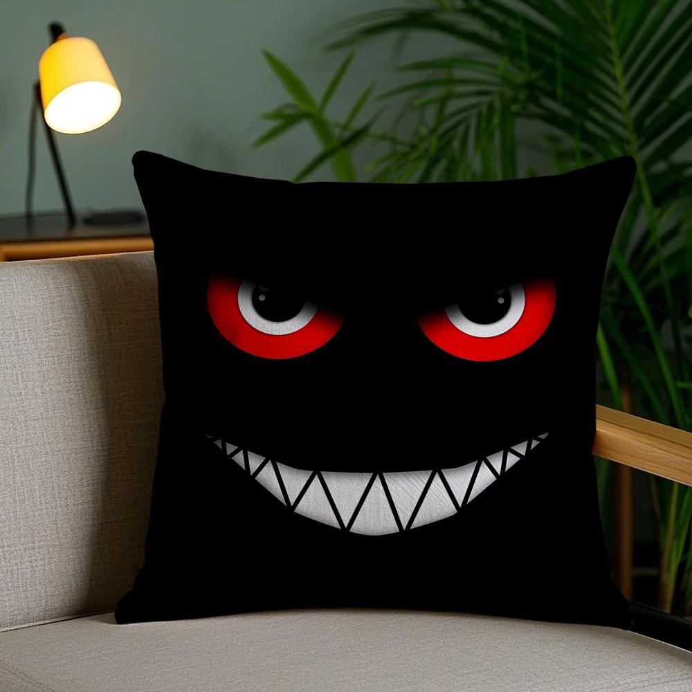 Black Emoticons Cushion Cover Soft Short Plush Double-Sided Printing Home Decor Machine Washable Pillow Case Gift