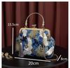 Chinese Style Hanfu Qipao Bag Polyester Vintage Handbag Crossbody Purse with Metal Clasp Retro Shoulder Bag for Women