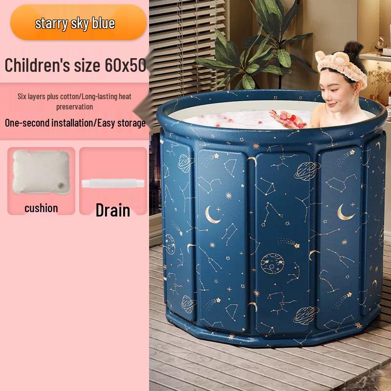 Foldable No-Installation Thickened Cotton-Padded Soaking Tub for Adults