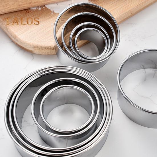 1 Set Circle Cookie Cutter Non-stick Multipurpose Stainless-Steel Practical Round Cookie Cutter Set Metal Baking Ring Kit Kitchen Supplies