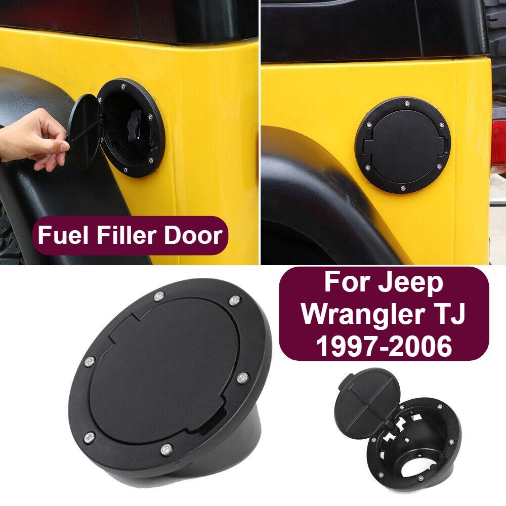 Schwarze Kraftstoffklappe Tankdeckel Gasdeckel Abdeckung für Jeep Wrangler TJ 1997-2006