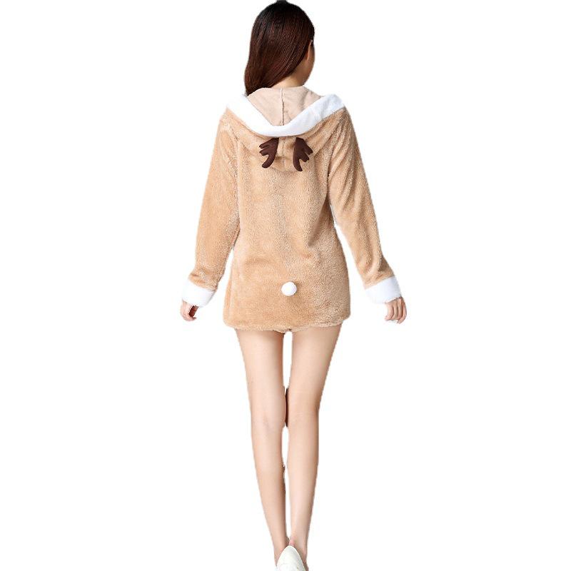 Khaki Reindeer Moose Rhinoceros Christmas Costume Coat with Shorts