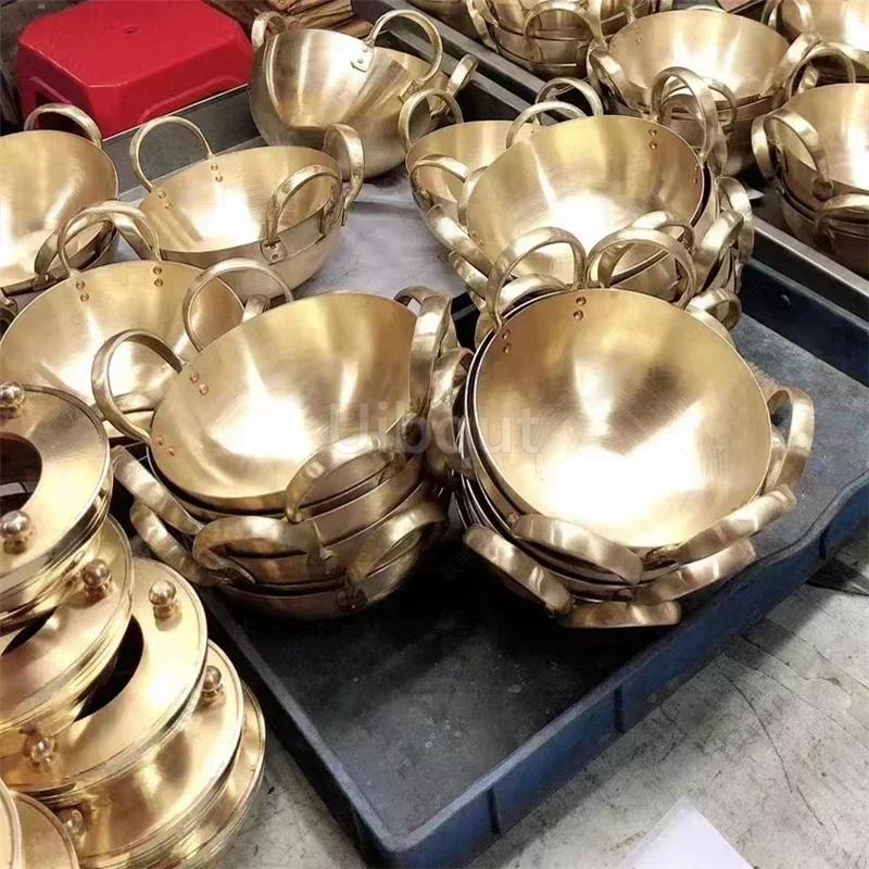 Southeast Asian style tableware Two-ear pot Rice cooker Brass Thai Cuisine soup pot Curry pot with two ears Thai tableware