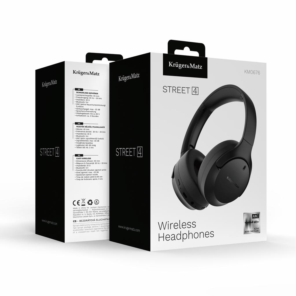 Bezprzewodowe słuchawki nauszne mikrofon ANC Bluetooth 5.4 Street 4