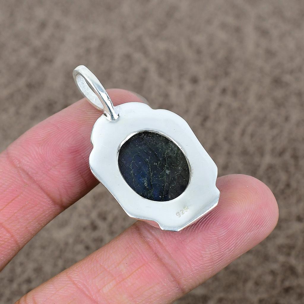 Labradorite Gemstone Handmade 925 Sterling Silver Jewelry Pendant 1.81" KKG-368