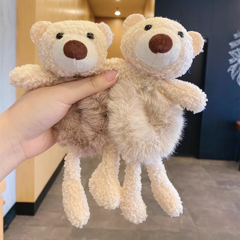 Adorable Bear Hug Cartoon Plush Hair Tie - Women's New Style Ponytail Rubber Band Hair Accessories 2025