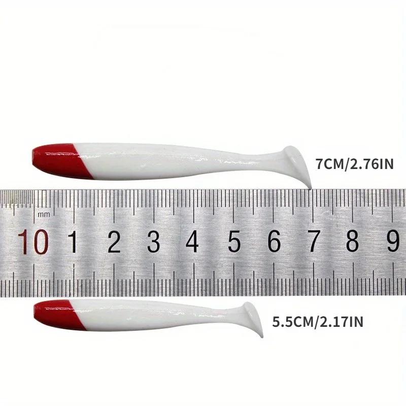 30 SZTUK Przynęty Miękkiej z Ogonem T Czerwona Główka i Biała 5.5/6.3/7/9/12cm Przynęta Drogowa Artykuły Wędkarskie