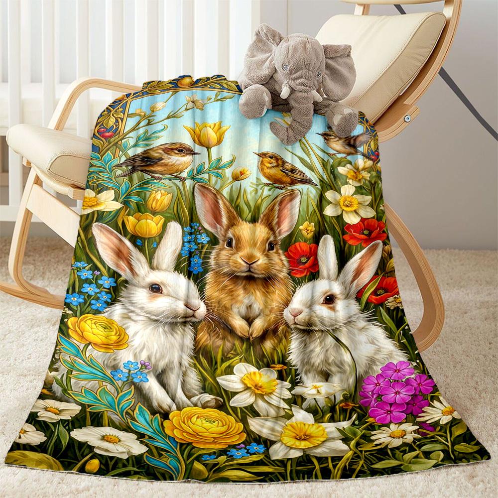 Springtime Bunny Garden Blanket,Suitable for sofas, offices, travel, living rooms, Gifts to relatives and friends, Blanket,Suitable for all seasons.
