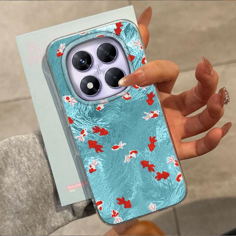 Blue Ocean Red Carp Girls Phone Case For Xiaomi 14T 13T 14Tpro 11 Lite 5G NE Shockproof Fundas Protection Back Vortex Texture Women Cover