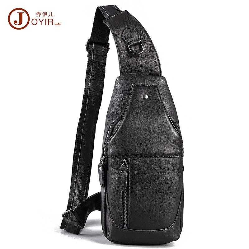 First Layer Cowhide Men S Chest Bag Outdoor Travel Retro Breast Bag Casual Simple Men S Messenger Bag