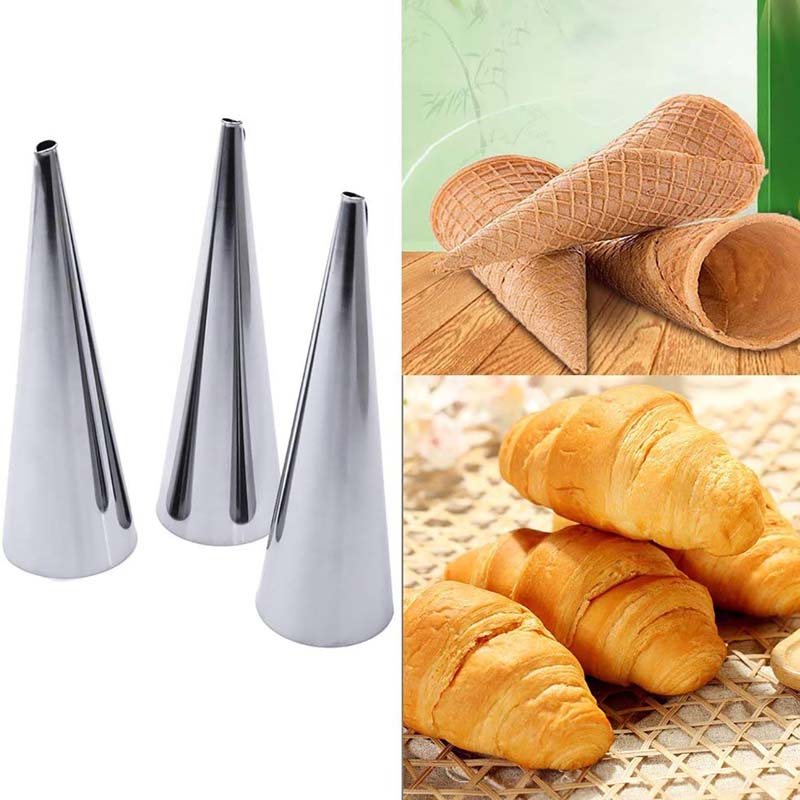5pcs Kitchen Stainless Steel Baking Cones Horn Pastry Roll Making Cake Mold Spiral Croissant Tubes Cookie Dessert Baking Tool
