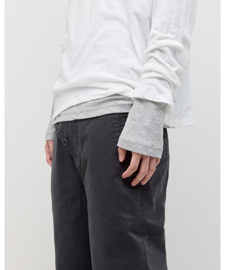 HATCHINGROOM Two Face Ringer Tee M.Grey/White