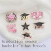 Graduation Cap Brooch Set Elegant Alloy Hat Lapel Pins Graduation Hat Pin For 2025 Graduate Women Celebrations