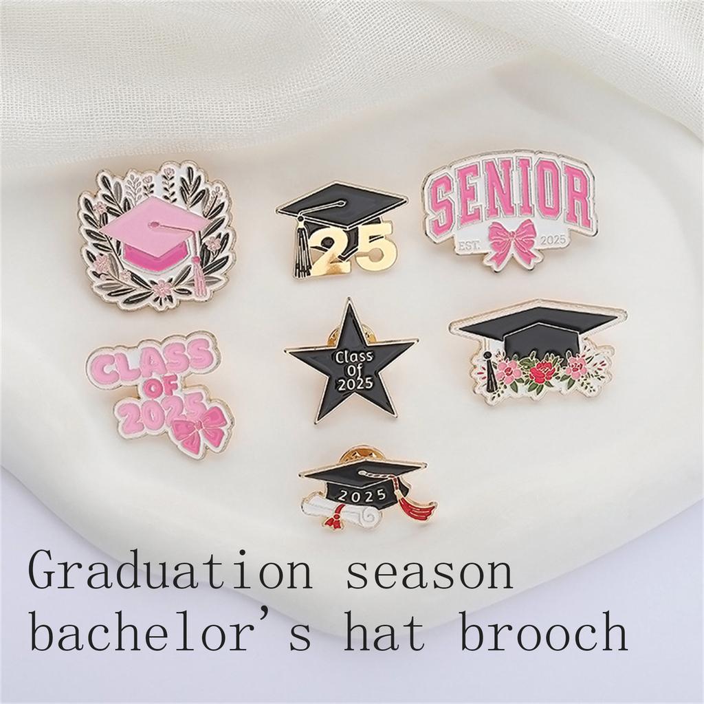 Graduation Cap Brooch Set Elegant Alloy Hat Lapel Pins Graduation Hat Pin For 2025 Graduate Women Celebrations