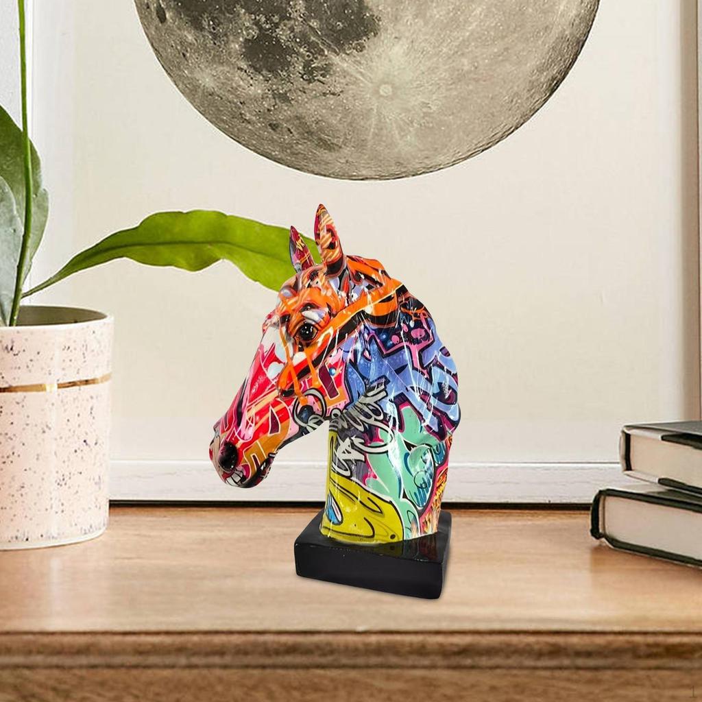 Equine Head Sculpture Home Accent Resin Figure for Living Space Office Decor