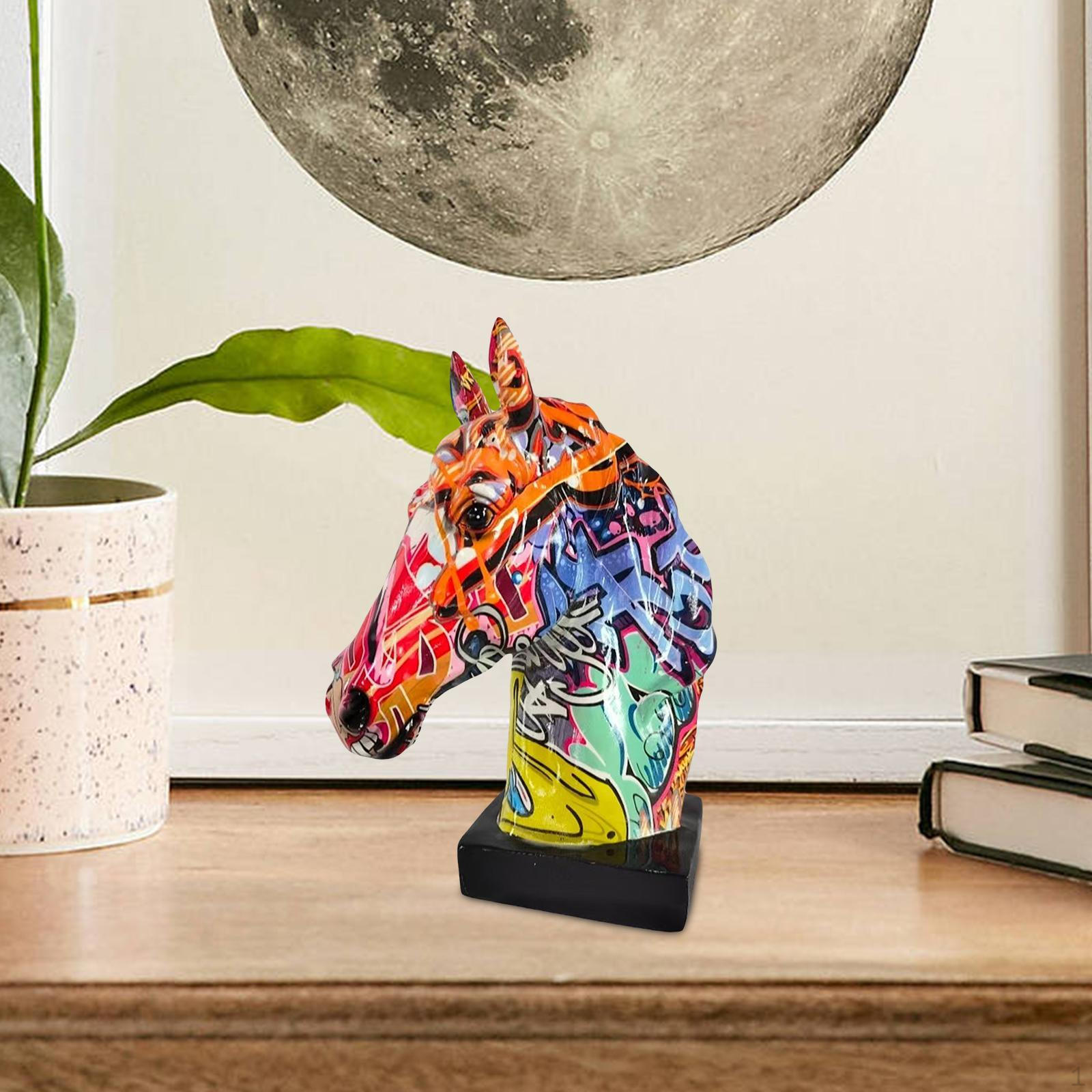 

Equine Head Sculpture Home Accent Resin Figure for Living Space Office Decor Style F