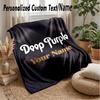 Deep Purple Custom Flannel Throw Blanket Print Your Name Text Soft Warm Blanket Holiday Present