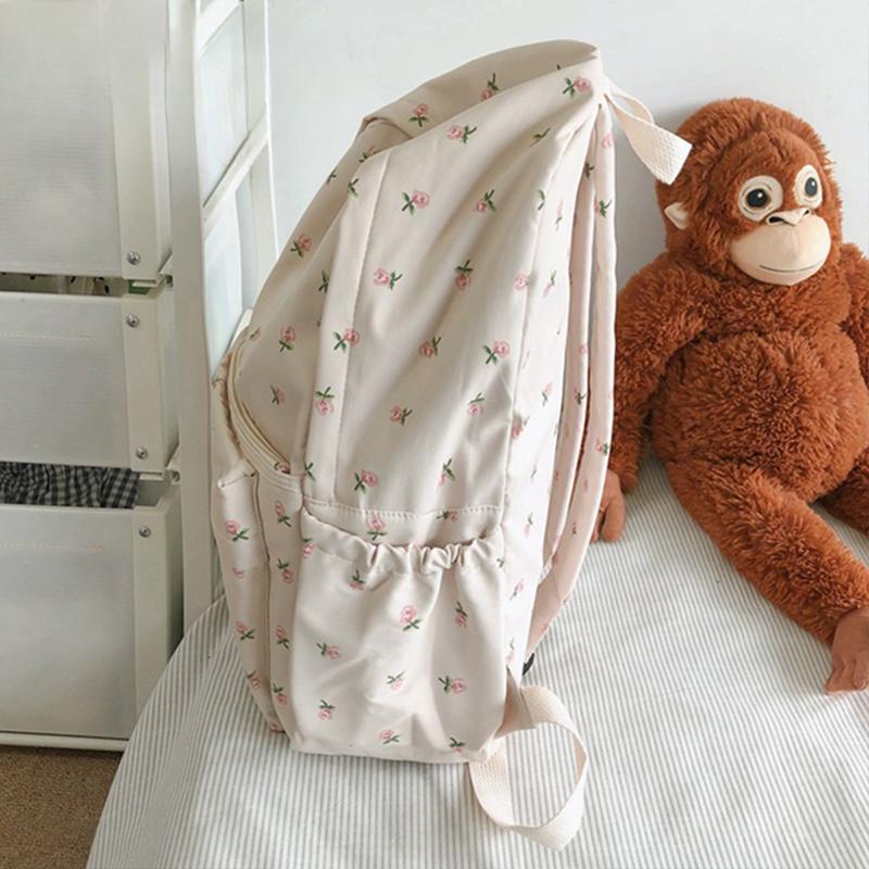 Fashion Floral Backpack for Women Waterproof Nylon Rucksack Teenager Large Capacity Student School Bag Travel Bag