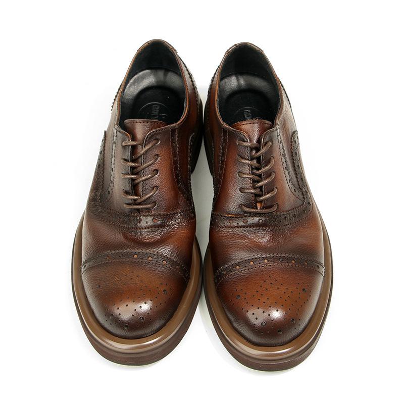 66-12 Brock Carved Men'S Shoes Fashion Casual Leather Shoes First Layer Cowhide Retro Handmade Old Platform Shoes