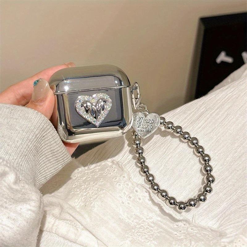 Electroplated heart-shaped earphone case suitable for Apple AirPods 1 cute girly AirPods 1 Bluetooth earphone case