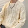 Men Fall Winter Sweater Solid Color Knitted Warm Thick Long Sleeve Loose Anti-shrink Pullover Casual Couple Unisex Sweater