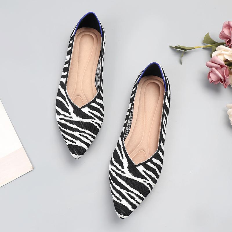 Spring and Autumn Flying Single Shoes Doudou 41 Flat Bottom 43 Large Size Women's Shoes Knitted Ladyshoes Pregnant Women