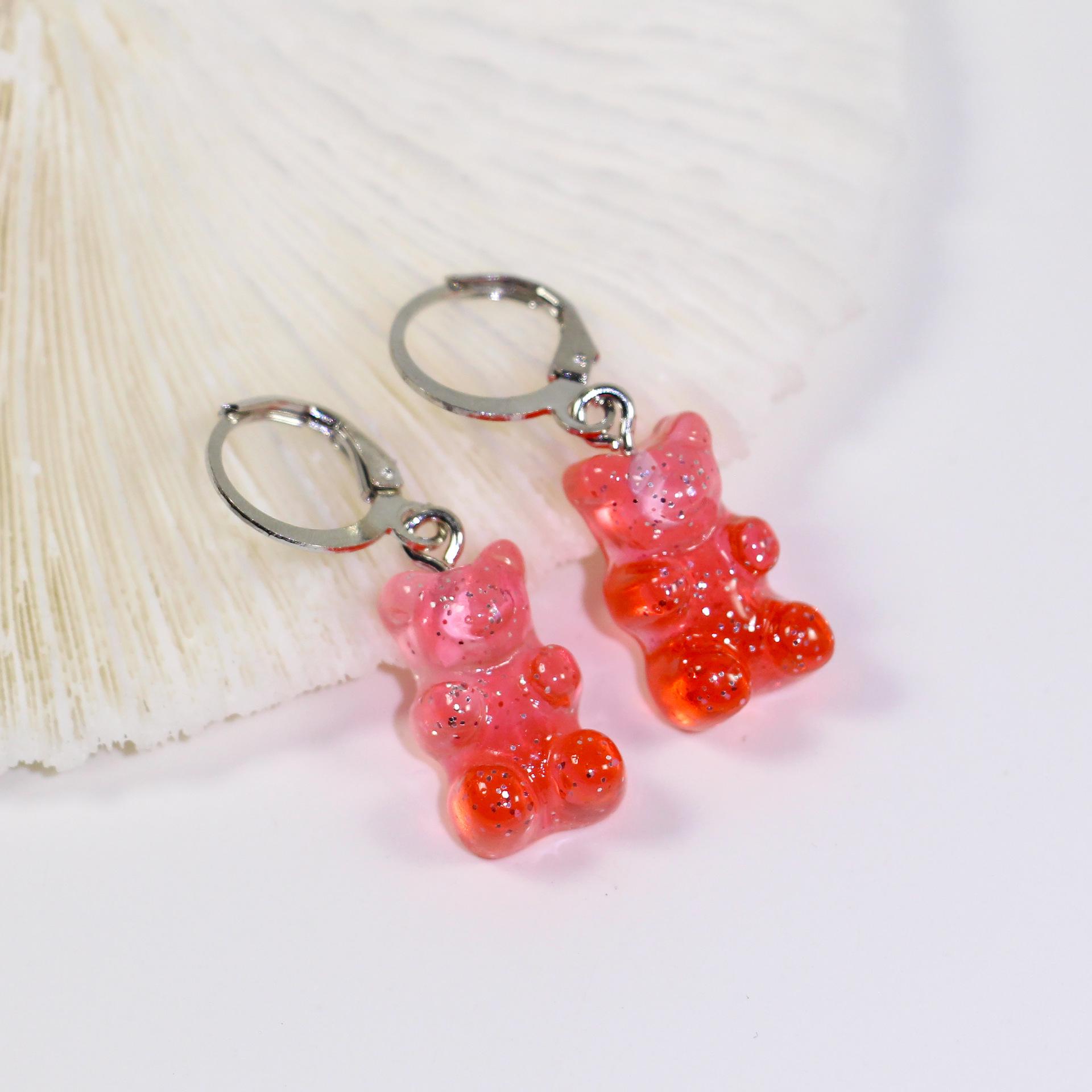 

Набор ожерелья и серег с мишками конфетных цветов: Милые, Универсальные Модные Аксессуары для Женщин