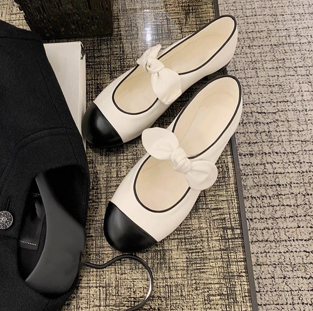 Grape mother spring new Mary Jane shoes women's 2025 French inner height increase flat sole shoes women's color matching shoes women