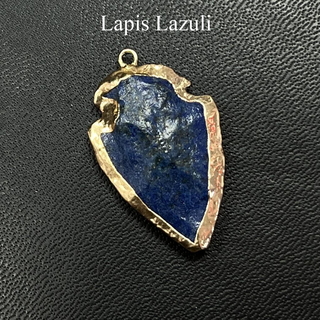 1Pc, Natural Stone Healing Crystal Arrow Pendant with Golden Edge, Boho Jewelry for Necklace Making & Daily Wear, 2026 Fashion Handmade Accessory