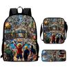 Cartoon One Piece 3pcs Lightweight Durable School Backpack with Crossbody Bag Pencil Case for Boys Girls Age 6-10 Primary School