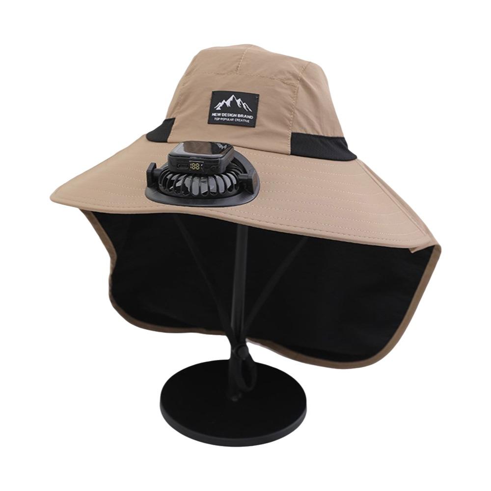 

Neck Protection Fisherman Caps with Solar Powered Fan Panama Cap Fashion Bucket Hat Outdoor хаки