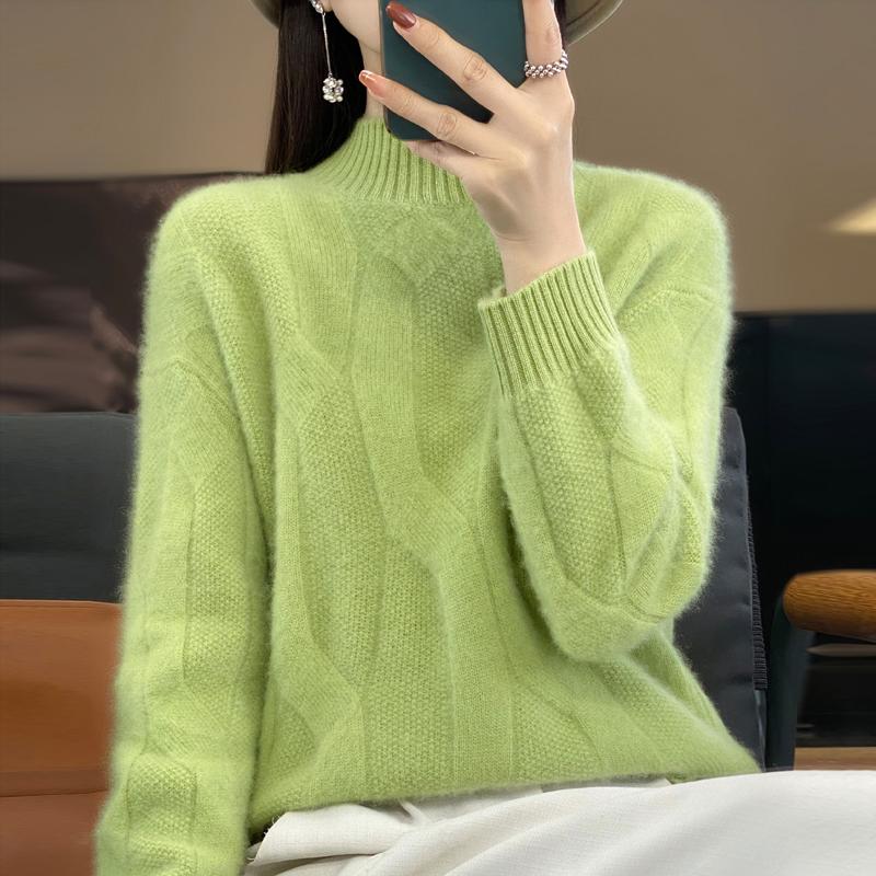 Women's Pullovers Winter Soft Merino Wool Sweater Half High Neck Thick Cashmere Sweater