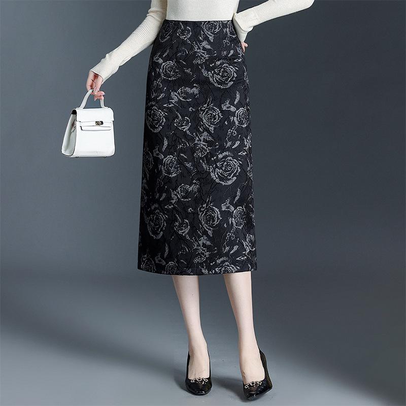 Jacquard A-Line Mid-Length Skirt: Women's 2026 Chinese Style Spring/Summer Fashion.